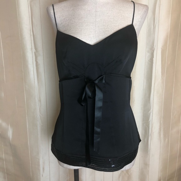 LOFT sheer black cocktail camisole. Size Large - Picture 2 of 8